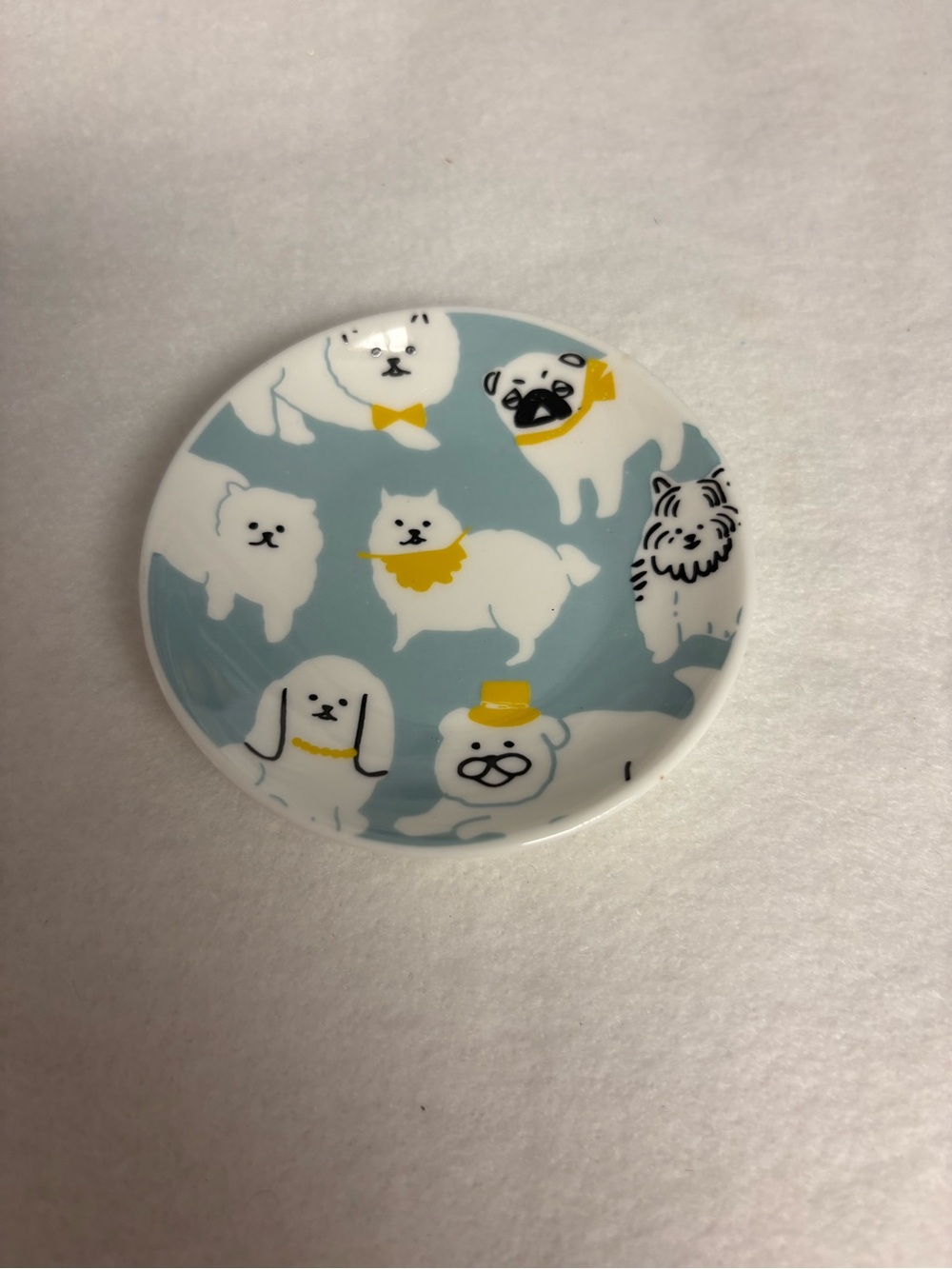 Century Mini Dog Circle Dish Blue Pug Pomeranian